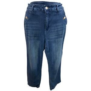 Size 1XL Womens Straight Leg Jeans Stretch Denim Dark Wash